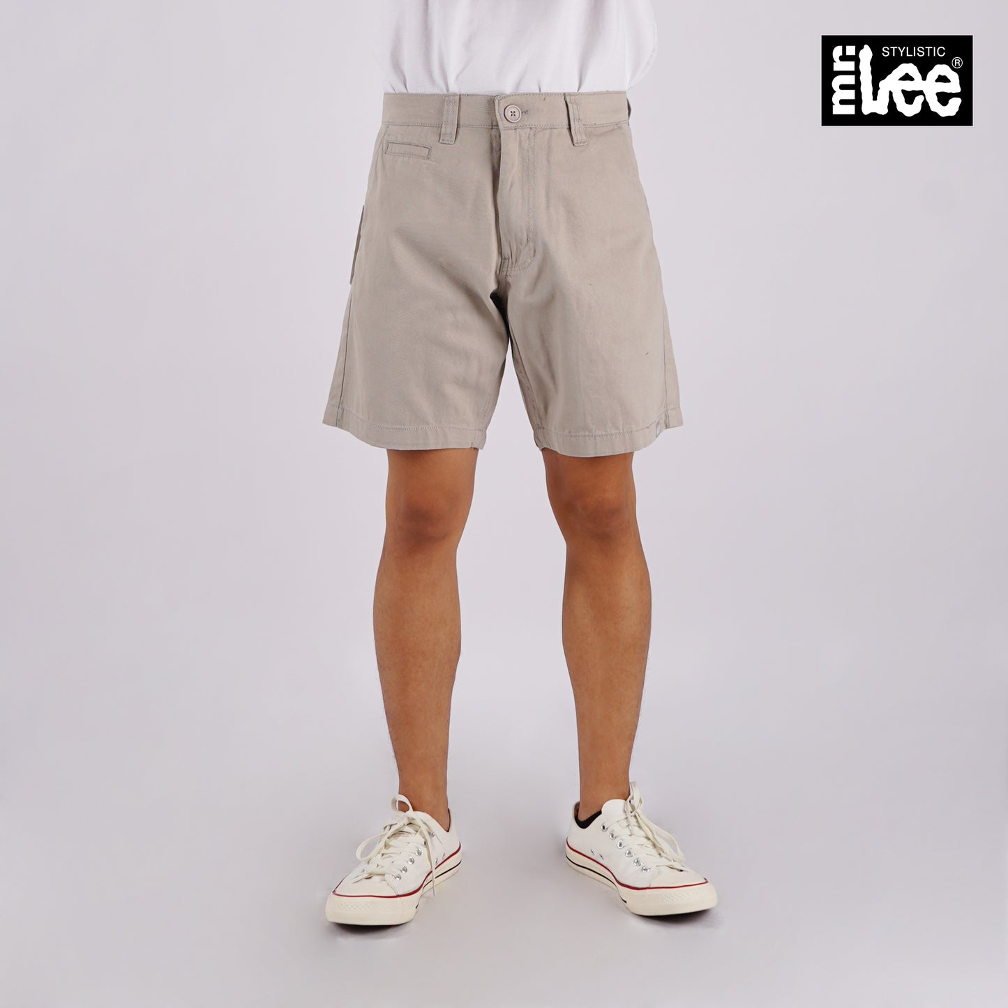 Stylistic Mr. Lee Men's Basic Non-Denim Tapered Short Mid Waist 176680 (Light Gray)