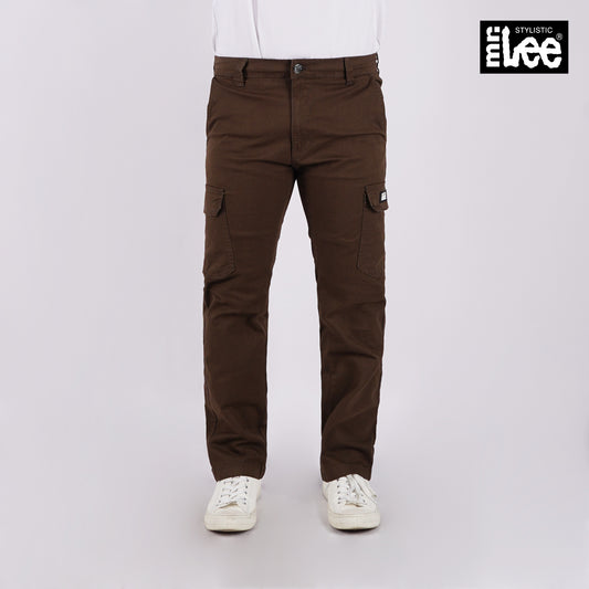 Stylistic Mr. Lee Men's Basic Non-Denim Cargo Pants Mid Waist 176801 (Choco Brown)