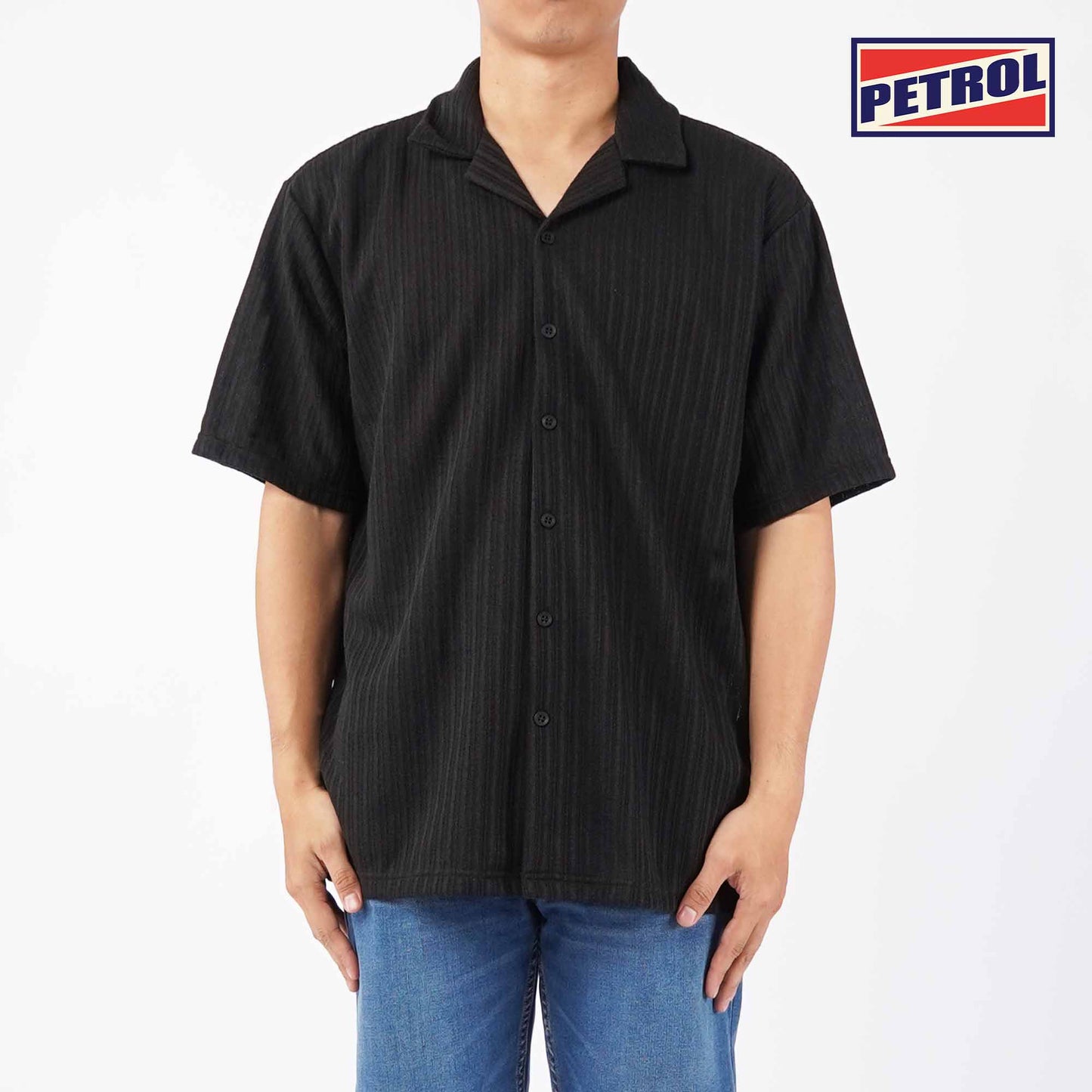 Petrol Men's Basic Woven Shirt Oversized Fitting 168424 (Black)