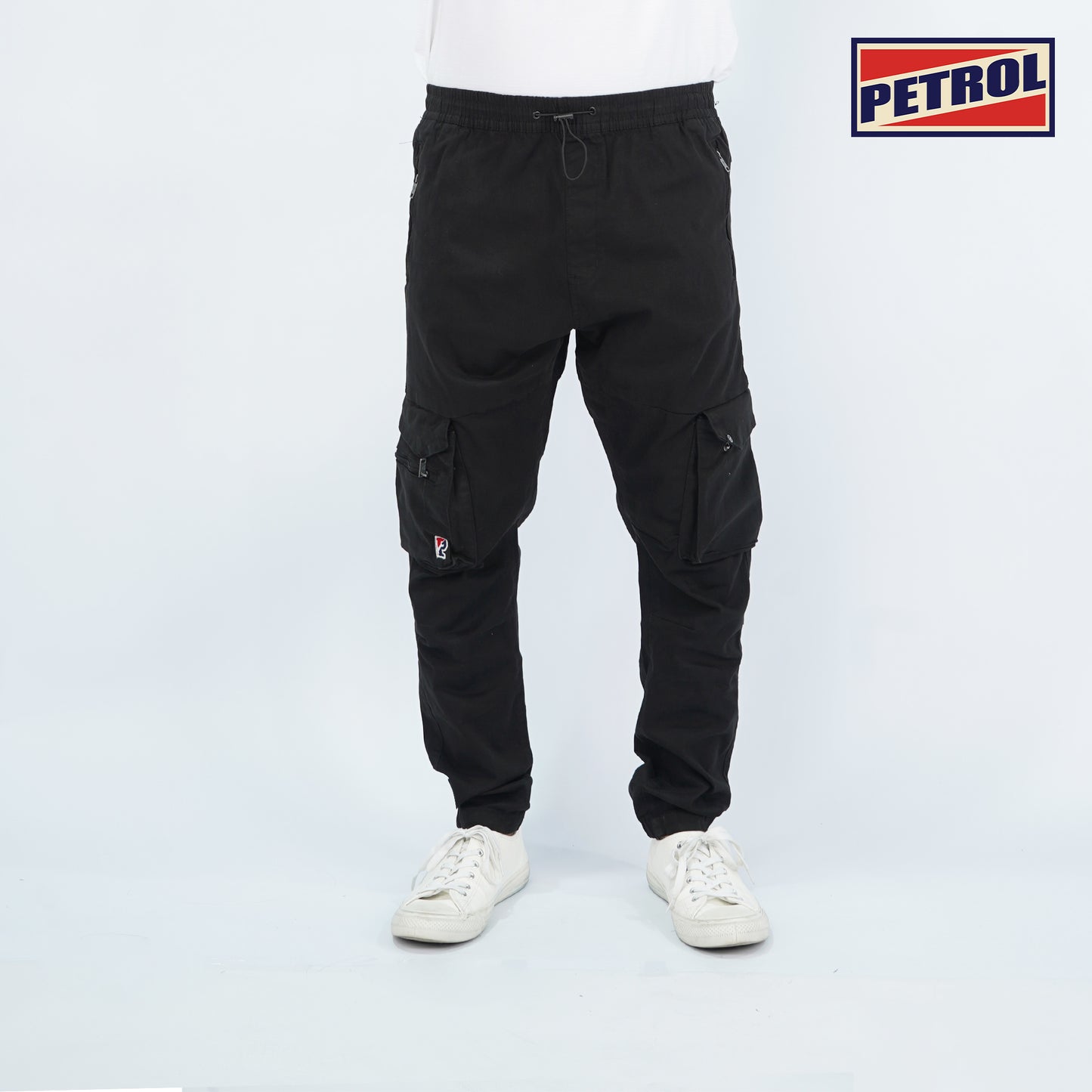 Petrol Men's Basic Non-Denim Cargo Pants Mid-Rise 177193 (Black)