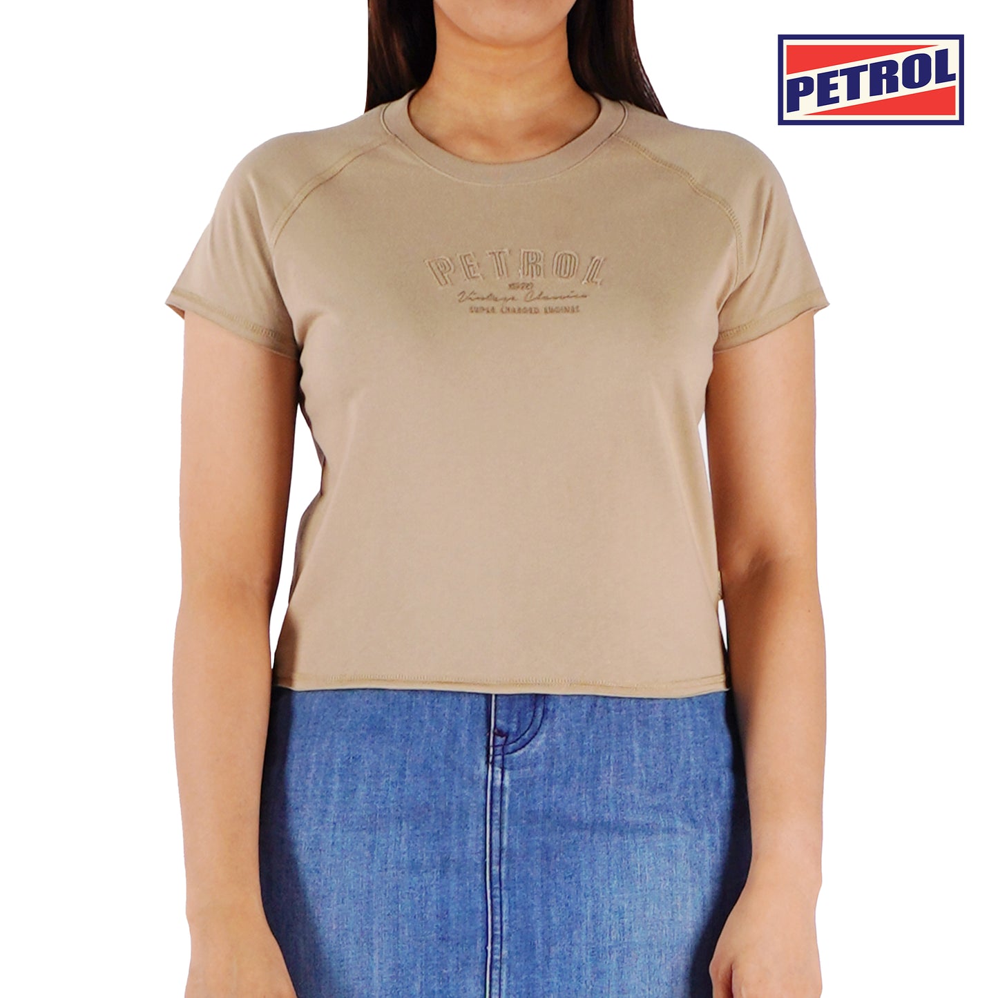 Petrol Ladies Basic Tees  Crop Fitting 160887 (Beige)