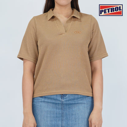 Petrol Ladies Basic Collared Shirt Boxy Fitting 171085 (Brown)