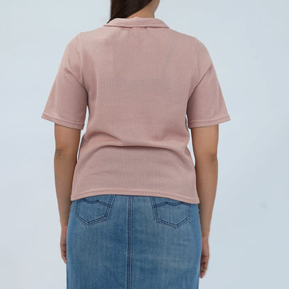 Petrol Ladies Basic Collared Shirt Boxy Fitting 171085 (Dusty Pink)