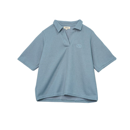 Petrol Ladies Basic Collared Shirt Boxy Fitting 171085 (Smoke Blue)