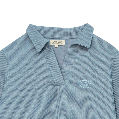 Petrol Ladies Basic Collared Shirt Boxy Fitting 171085 (Smoke Blue)