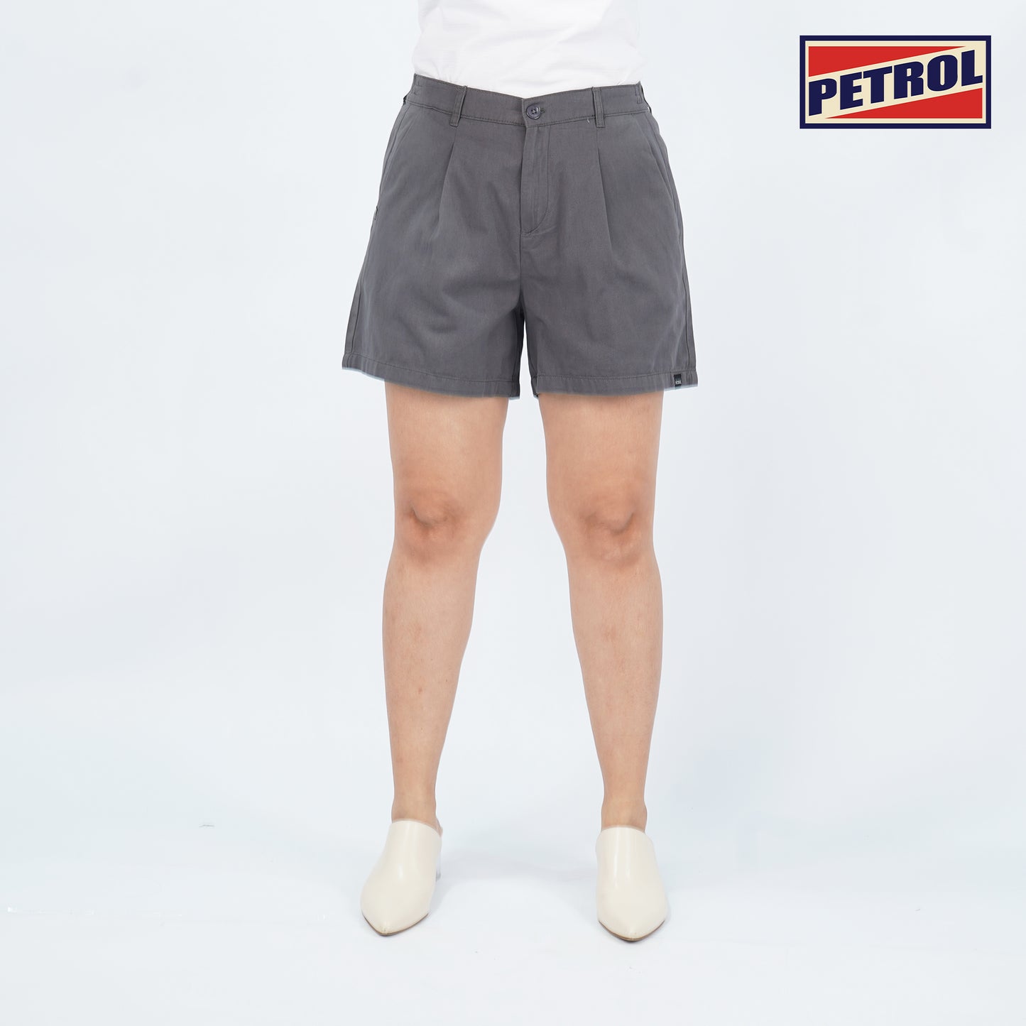 Petrol Ladies Basic Non-Denim Smart Short Mid-Rise 178543 (Dark Gray)