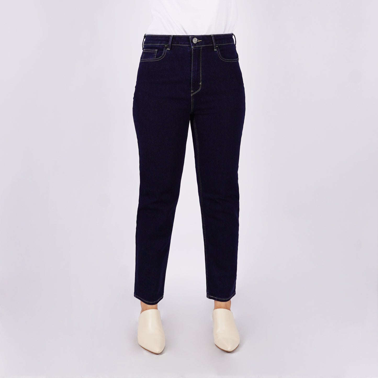 Petrol Ladies Basic Denim Mom Jeans Mid-Rise Slim Fitting 179576-U (Dark Shade)