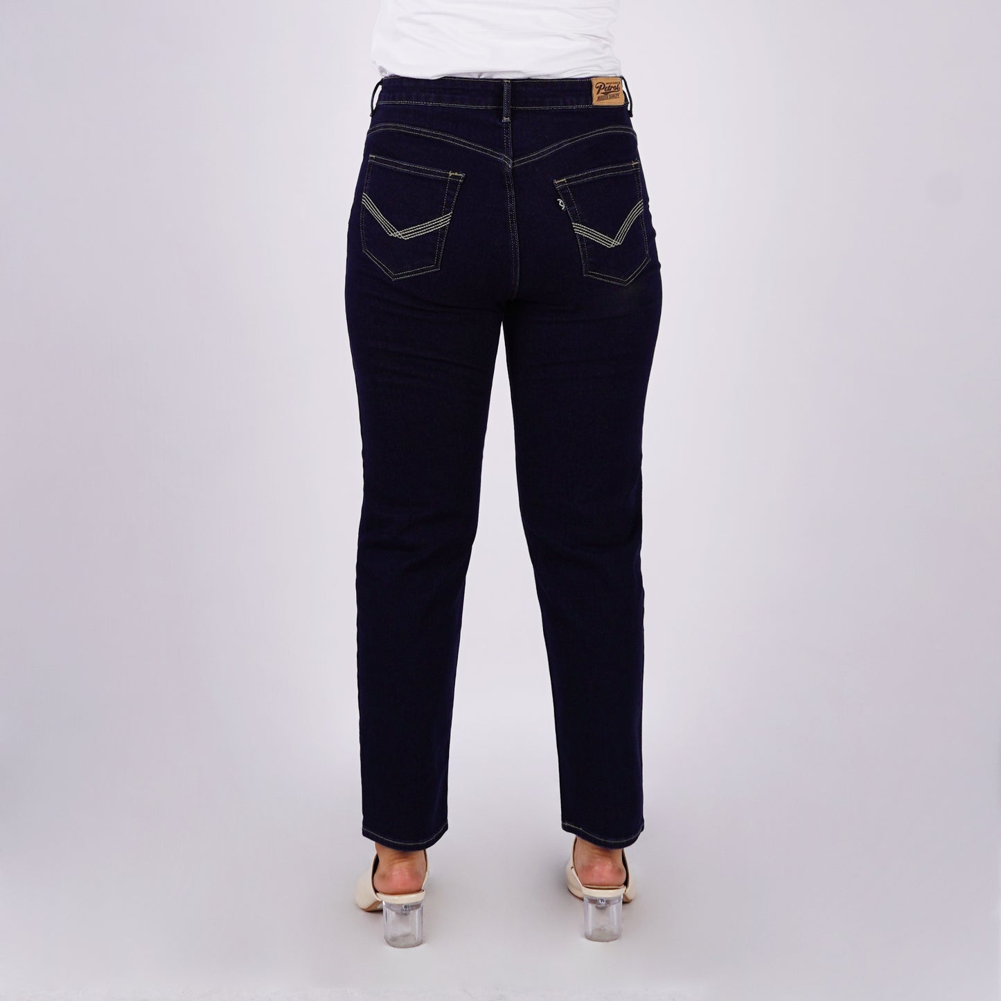 Petrol Ladies Basic Denim Mom Jeans Mid-Rise Slim Fitting 179576-U (Dark Shade)