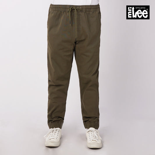 Stylistic Mr. Lee Men's Basic Non-Denim Jogger Pants Mid Waist 176596 (Olive)