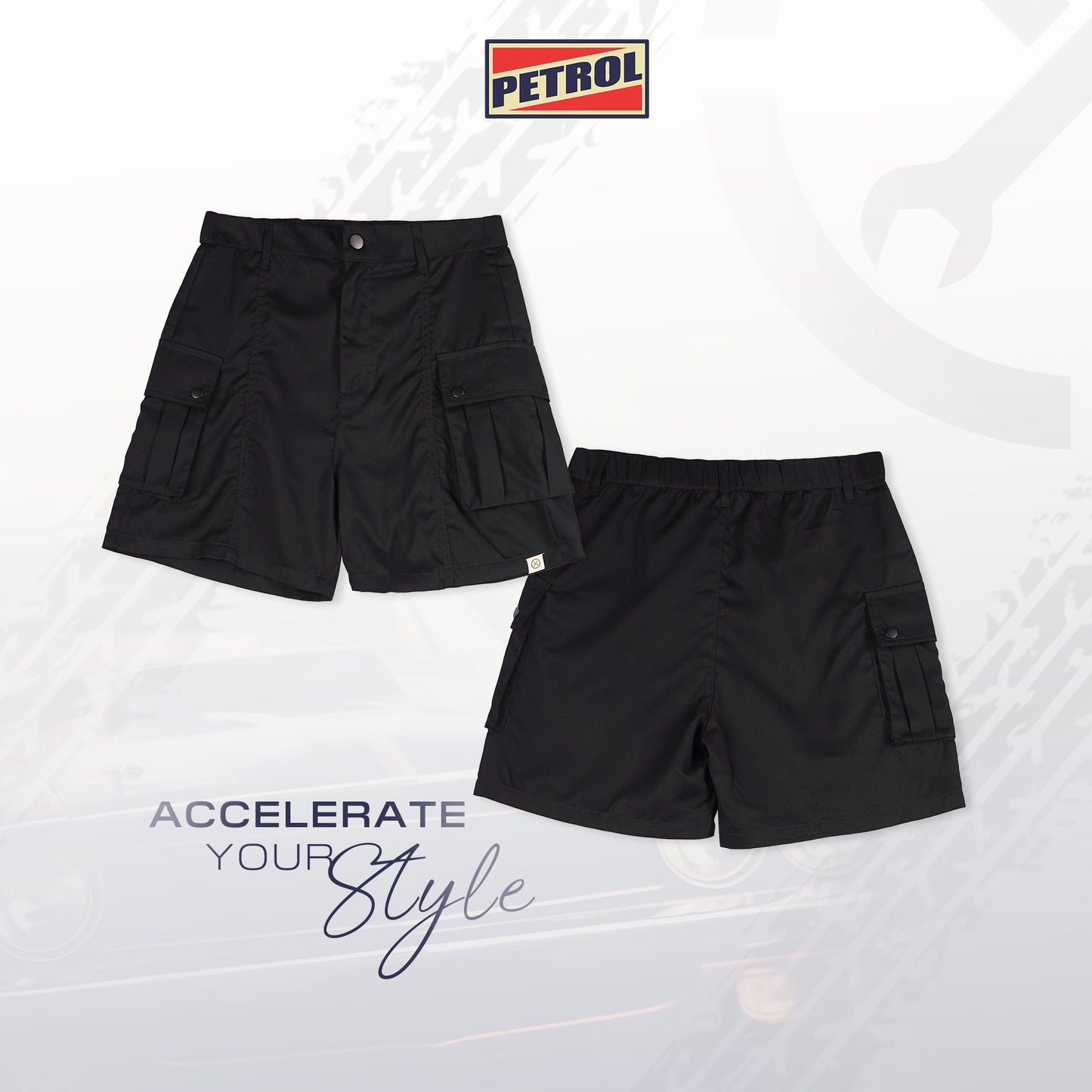 Petrol Ladies Basic Non-Denim Cargo Short 184833 (Black)