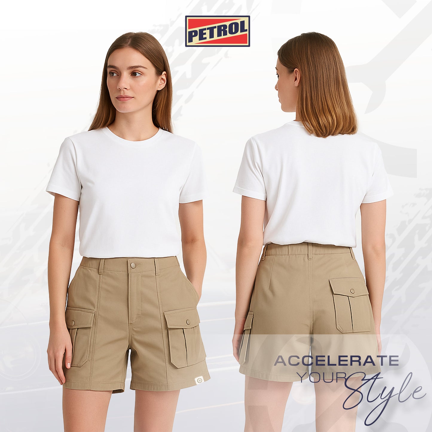 Petrol Ladies Basic Non-Denim Cargo Short 184833 (Khaki)