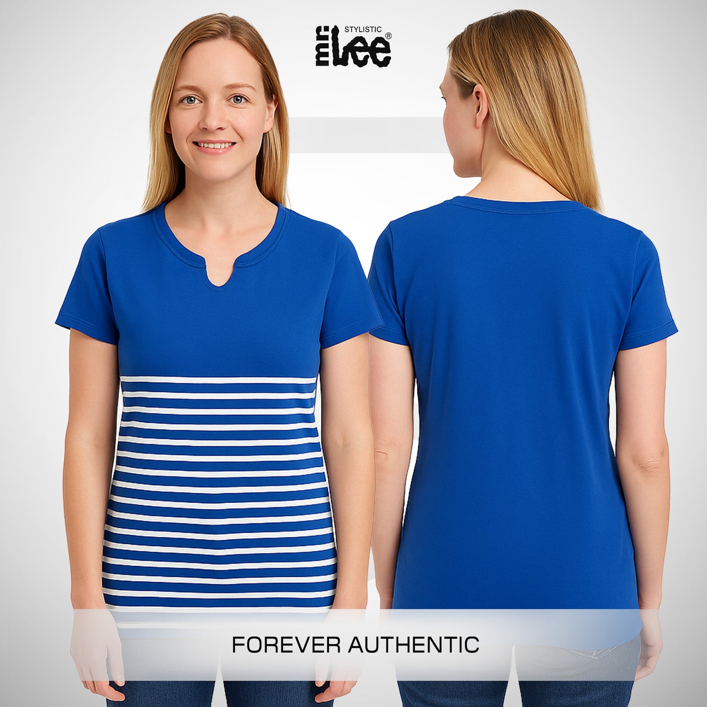Stylistic Mr. Lee Ladies Basic Tees Regular Fit 130043 (Blue)