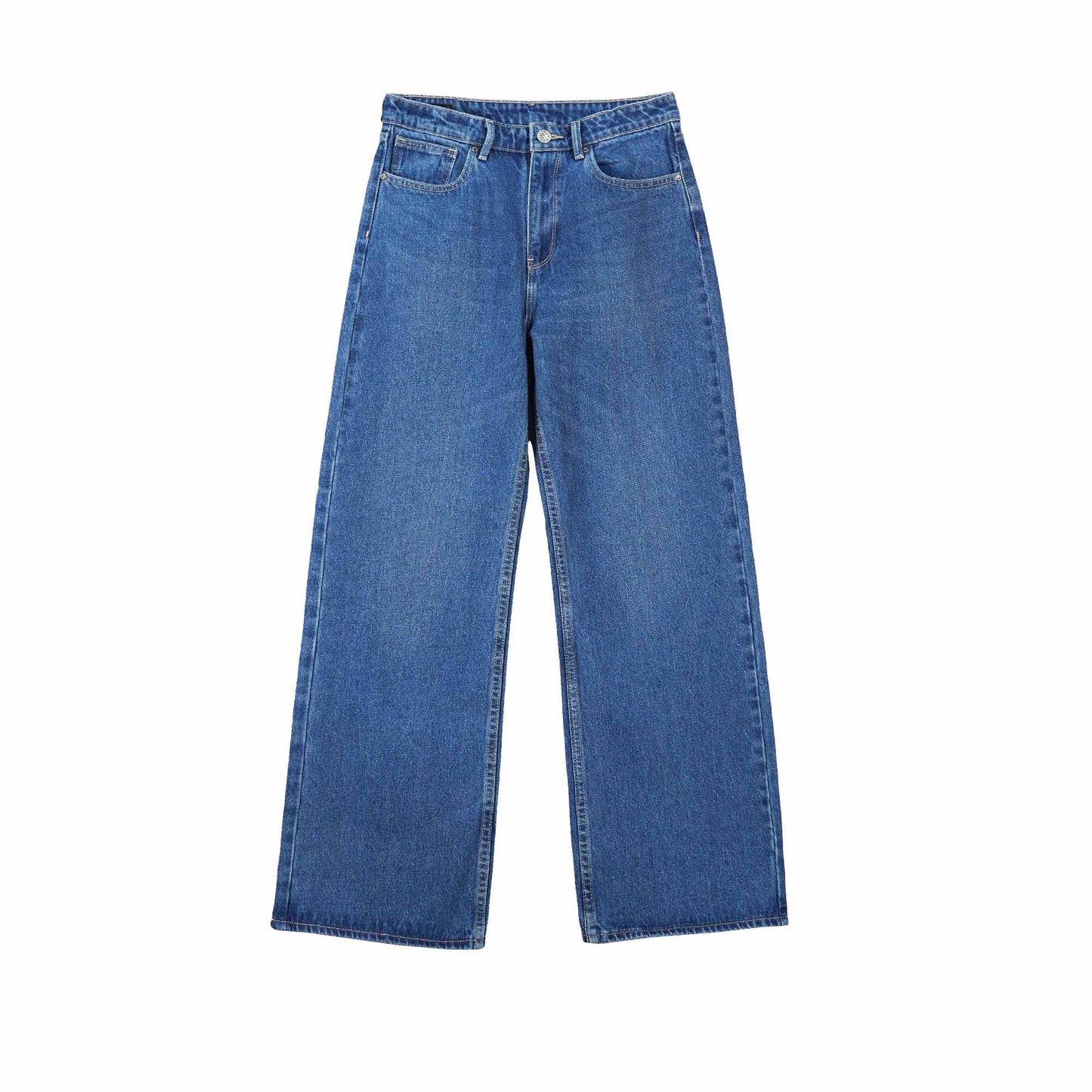 RRJ Ladies Basic Denim Wideleg Pants Mid-Rise 184623 (Medium Shade)