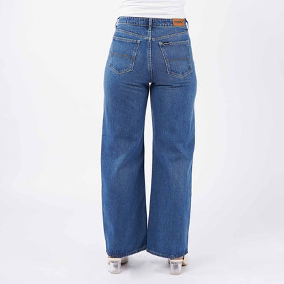 RRJ Ladies Basic Denim Wideleg Pants Mid-Rise 184623 (Medium Shade)