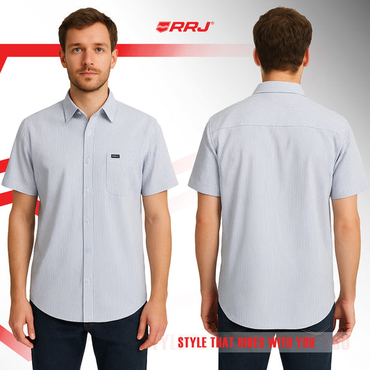 RRJ Men's Basic Woven Shirt Semifit Fitting 168375 (Blue)