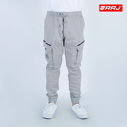 RRJ Men's Basic Non-Denim Cargo Pants Mid-Rise 177235 (Light Gray)