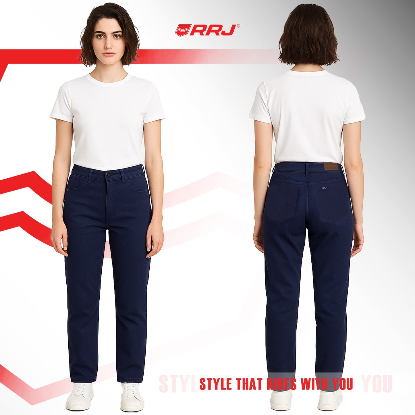 RRJ Ladies Basic Denim Straight Mid-Rise Fitting 179360 (Peacoat)