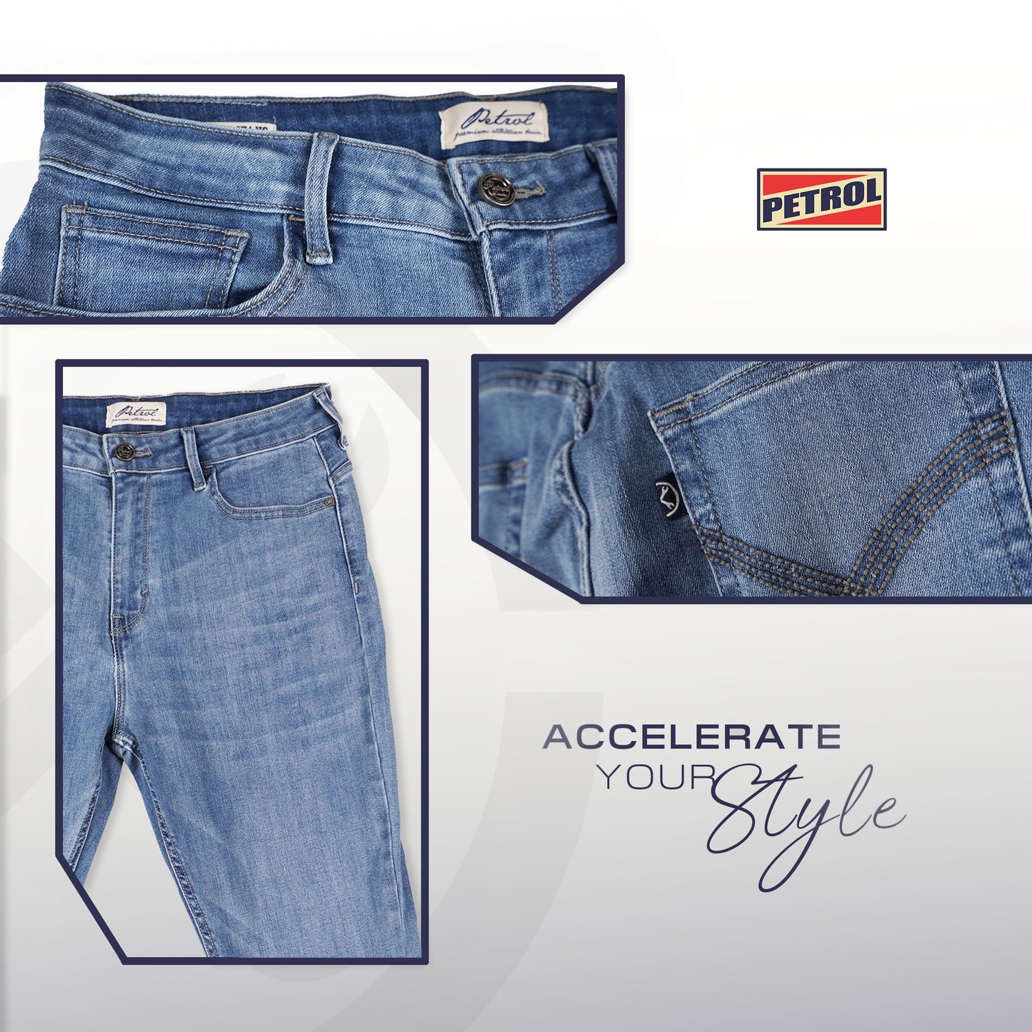 Petrol Ladies Basic Denim Boyfriend Jeans Mid-Rise 180071-U (Light Shade)