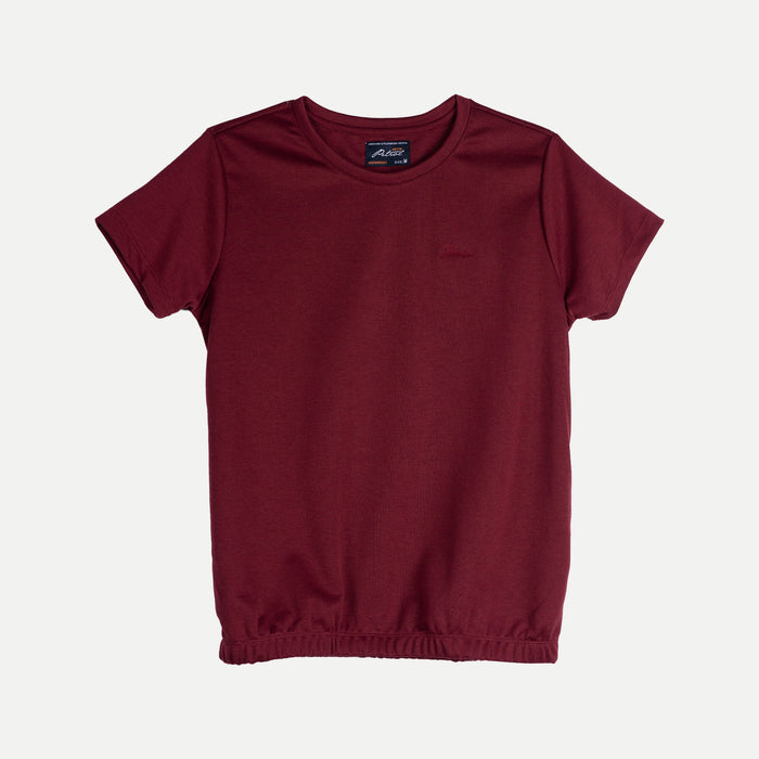Petrol Basic Tees for Ladies Relaxed Fitting Shirt CVC Jersey Fabric Trendy fashion Casual Top Crimson T-shirt for Ladies 150890-U (Crimson)