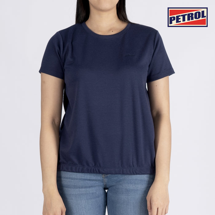 Petrol Basic Tees for Ladies Relaxed Fitting Shirt CVC Jersey Fabric Trendy fashion Casual Top Navy Blue T-shirt for Ladies 150890-U (Navy Blue)