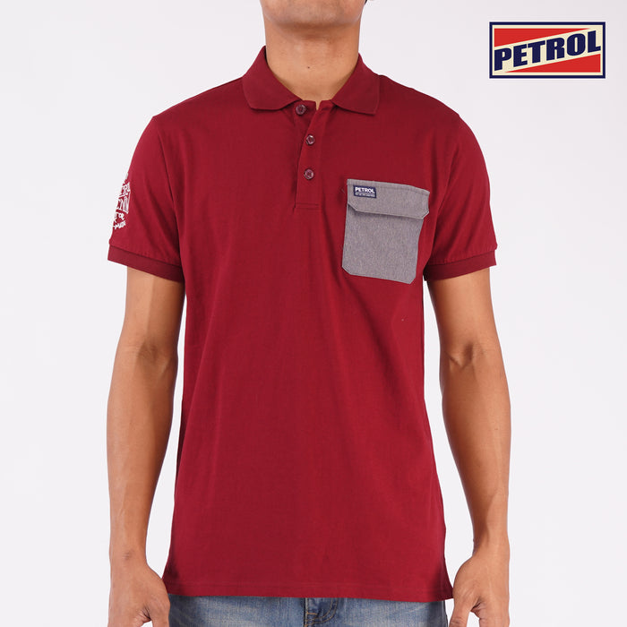 Petrol Basic Collared for Men Slim Fitting Cotton Jersey Fabric Trendy fashion Casual Top Crimson Polo shirt for Men 106835 (Crimson)