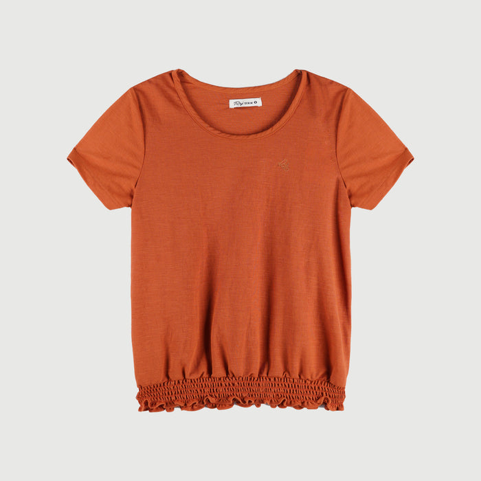 RRJ Basic Tees for Ladies Regular Fitting Shirt CVC Jersey Fabric Trendy fashion Casual Top Rust T-shirt for Ladies 94786-U (Rust)