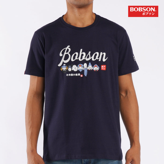 Bobson Japanese Men's Basic Tees Round Neck T-shirt For Men Missed Lycra Fabric Casual Apparel Trendy Fashion High Quality Top For Men Slim Fit 116998 (Navy)
