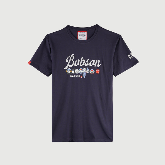 Bobson Japanese Men's Basic Tees Round Neck T-shirt For Men Missed Lycra Fabric Casual Apparel Trendy Fashion High Quality Top For Men Slim Fit 116998 (Navy)