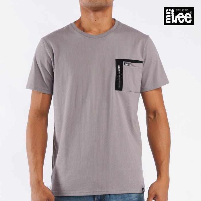 Stylistic Mr. Lee Men's Basic Tees Round Neck T-shirt For Men with Chest Pocket Trendy Fashion Apparel High Quality Casual Top For Men  Semi body Fit 118293-U (Charcoal Gray)