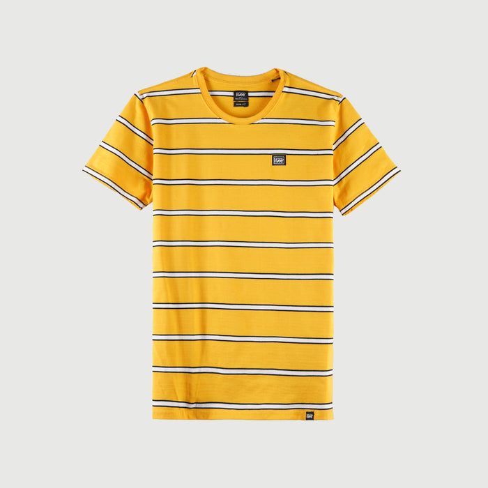 Stylistic Mr. Lee Men's Basic Tees Striped Round Neck T-shirt for Men Missed Lycra Fabric Trendy Fashion High Quality Apparel Comfortable Casual Top for Men Semi Body Fit 129600 (Yellow)