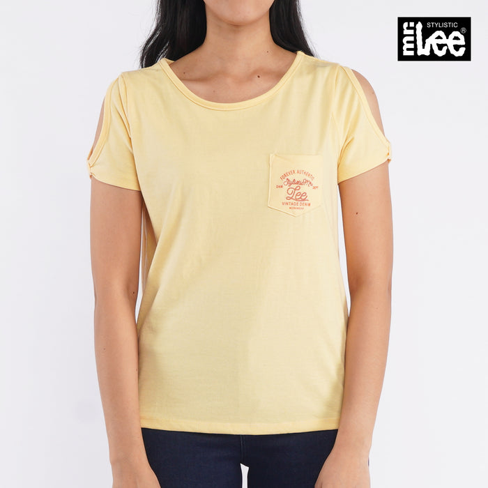 Stylistic Mr. Lee Ladies Basic Tees Round Neck T-shirt for Women Trendy Fashion High Quality Apparel Comfortable Casual Top for Women Relaxed Fit 124046 (Yellow)