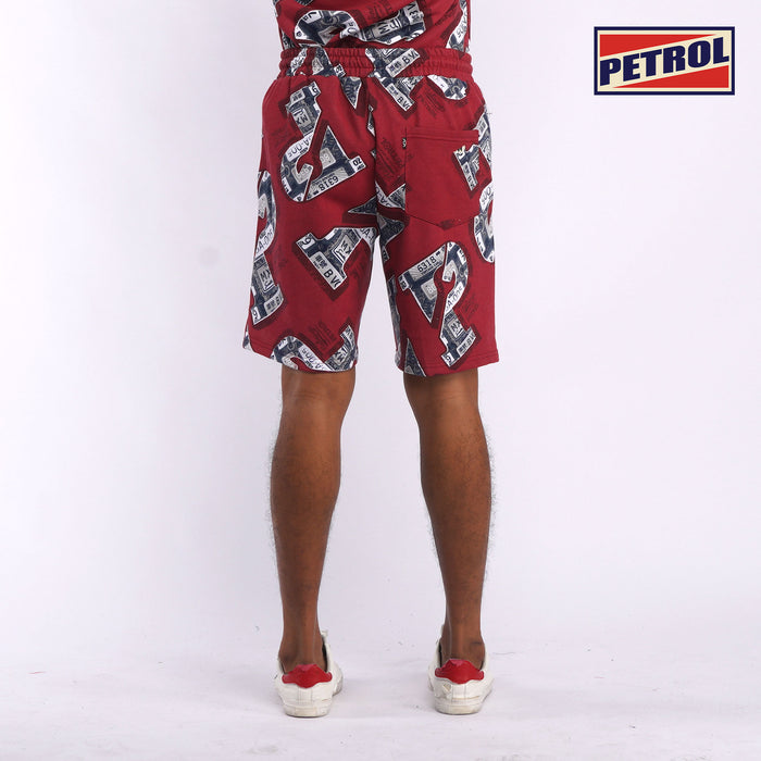 Petrol Basic Non-Denim Jogger Shorts for Men Regular Fitting Garment Wash Fabric Casual short Crimson Jogger short for Men 117937 (Crimson)