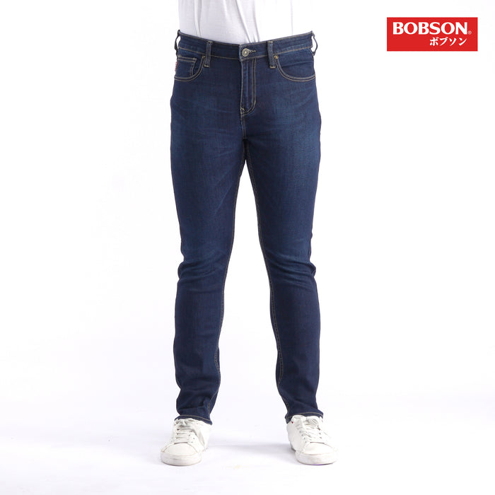 Bobson Japanese Men's Basic Denim Stretchable Pants for Men Mid Waist Trendy Fashion High Quality Apparel Comfortable Casual Jeans for Men Super Skinny Mid Rise 132863 (Dark Shade)