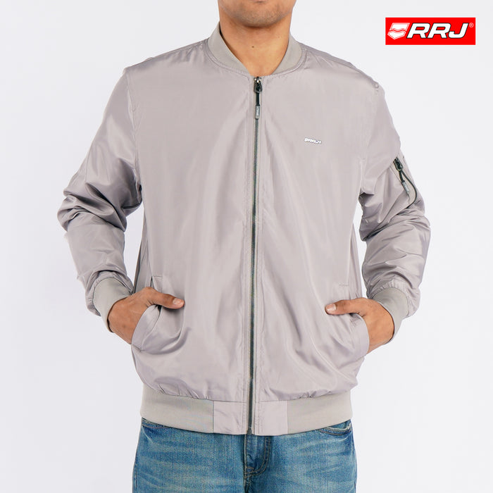 RRJ Men's Basic Jacket Regular Fitting Nylon Fabric Trendy fashion Casual Top Light Gray Jacket for Men 117063 (Light Gray)