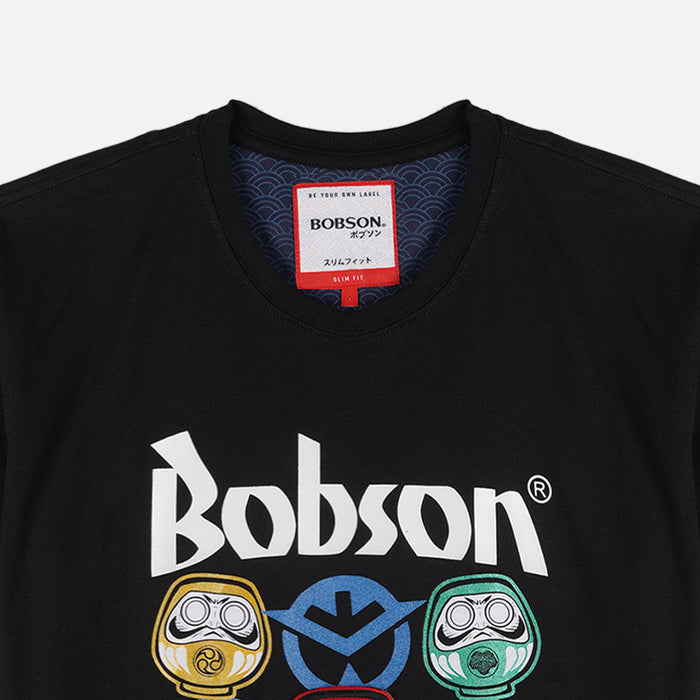 Bobson Japanese Men's Basic Round Neck T-shirt for Men with Graphic Design Trendy Fashion High Quality Apparel Comfortable Casual Top for Men Slim Fit 117031 (Black)