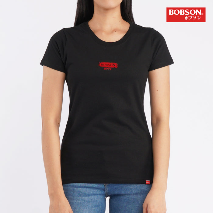 Bobson Japanese Ladies Basic Round Neck T-shirt for Women Trendy Fashion High Quality Apparel Comfortable Casual Top for Women Regular Fit 126659-U (Black)