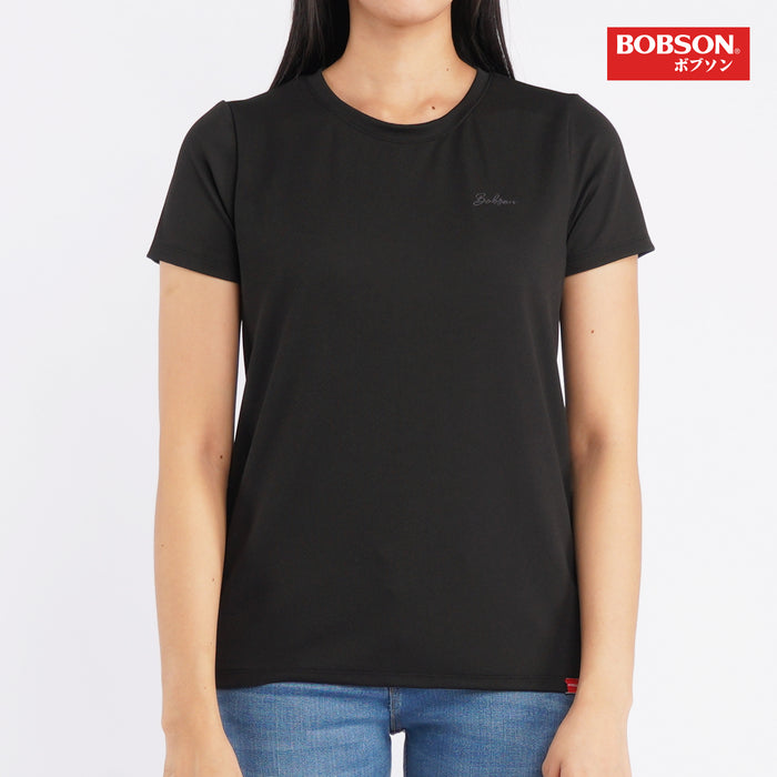 Bobson Japanese Ladies Basic Round Neck T-shirt for Women Trendy Fashion High Quality Apparel Comfortable Casual Top for Women Relaxed Fit 126294-U (Black)