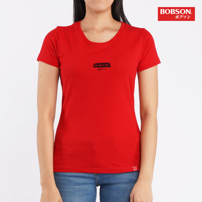 Bobson Japanese Ladies Basic Round Neck T-shirt for Women Trendy Fashion High Quality Apparel Comfortable Casual Top for Women Regular Fit 126643-U (Barbados Cherry)