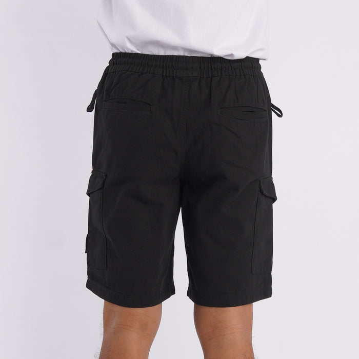 Petrol Basic Non-Denim Cargo Short for Men Regular Fitting Garment Wash Fabric Casual Short Black Cargo Short for Men 128912 (Black)
