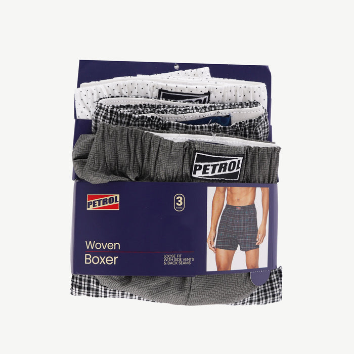 Petrol Men's Basic Accessories 3in1 Innerwear Cotton Fabric 3pcs Set Assorted Boxer short for Men 113938 (Assorted)