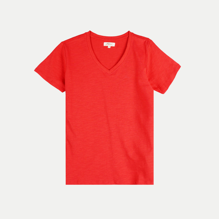 Petrol Basic Tees Ladies Regular Fitting Shirt Slub Jersey Fabric Trendy fashion Casual Top Scarlet T-shirt for Ladies 107433-U (Scarlet)
