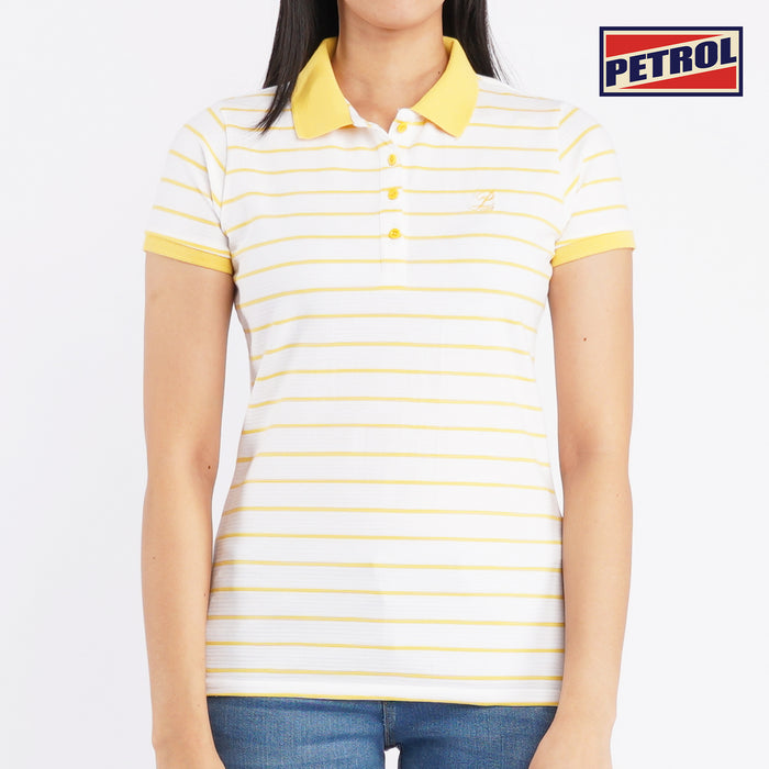 Petrol Basic Collared Shirt for Ladies Regular Fitting Cotton Jersey Trendy fashion Casual Top Canary Polo shirt for Ladies 39786 (Canary)