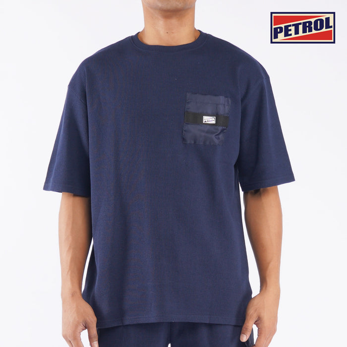 Petrol Basic Tees for Men Oversized Boxy Fitting Shirt Fashionable Trendy fashion Casual Round Neck T-shirt for Men 111773 (Navy)