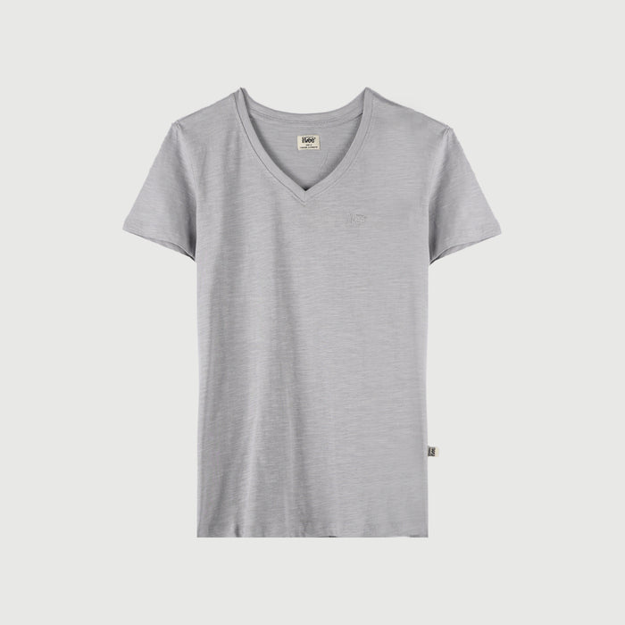 Stylistic Mr. Lee Ladies Basic Plain V-Neck T-shirt for Women Trendy Fashion High Quality Apparel Comfortable Casual Top for Women Regular Fit 113463-U (Gray)