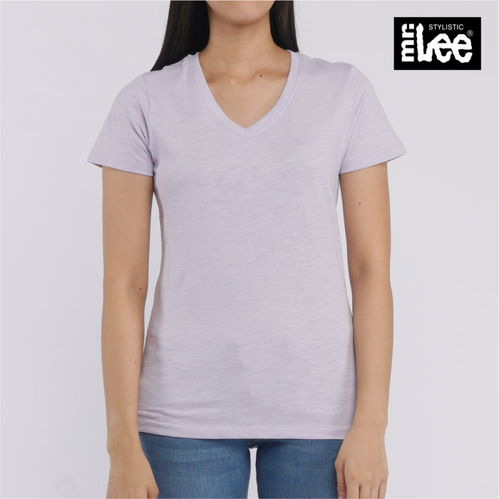 Stylistic Mr. Lee Ladies Basic Plain V-Neck T-shirt for Women Trendy Fashion High Quality Apparel Comfortable Casual Top for Women Regular Fit 113484-U (Blue)