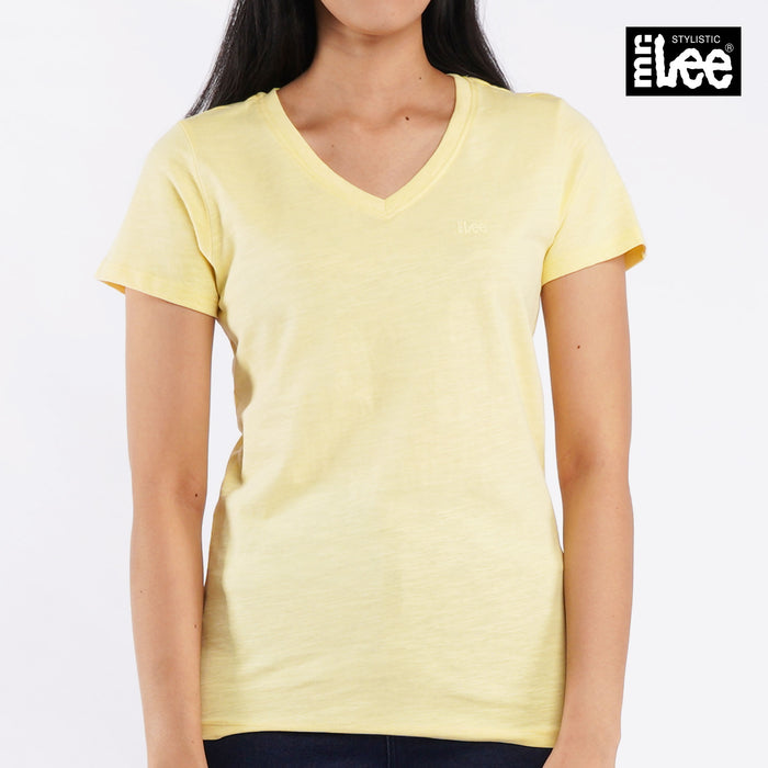 Stylistic Mr. Lee Ladies Basic Plain V-Neck T-shirt for Women Trendy Fashion High Quality Apparel Comfortable Casual Top for Women Regular Fit 113484-U (Yellow)