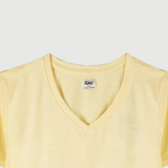 Stylistic Mr. Lee Ladies Basic Plain V-Neck T-shirt for Women Trendy Fashion High Quality Apparel Comfortable Casual Top for Women Regular Fit 113484-U (Yellow)