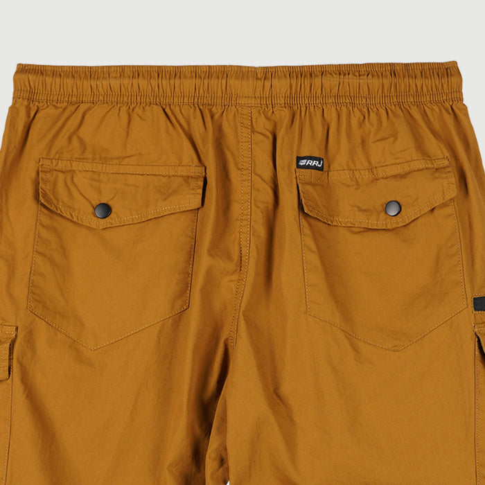 RRJ Basic Non-Denim Cargo Short for Men Regular Fitting With Pocket Garment Wash Fabric Casual Short Brown Cargo Short for Men 125883-U (Brown)