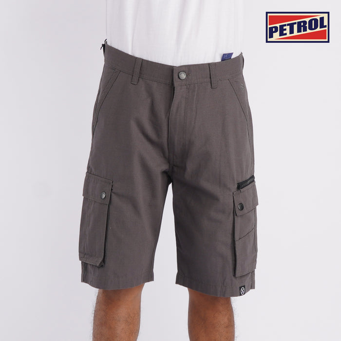Petrol Basic Non-Denim Cargo Short for Men Regular Fitting With Pocket Garment Wash Fabric Casual Short Gunmetal Grey Cargo Short for Men 127736 (Gunmetal Grey)