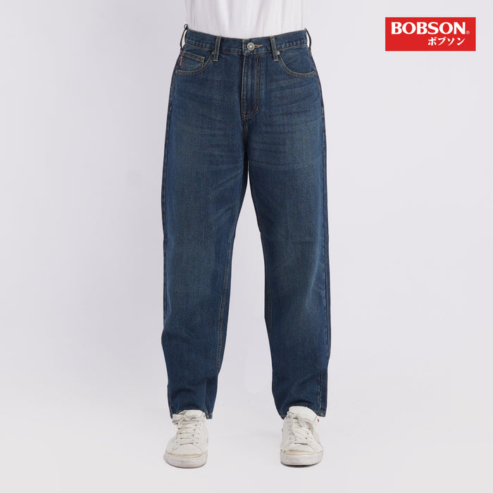 Bobson Japanese Men's Basic Denim Baggy Jeans for Men Mid Waist Trendy Fashion High Quality Apparel Comfortable Casual Pants for Men 141460 (Medium Shade)